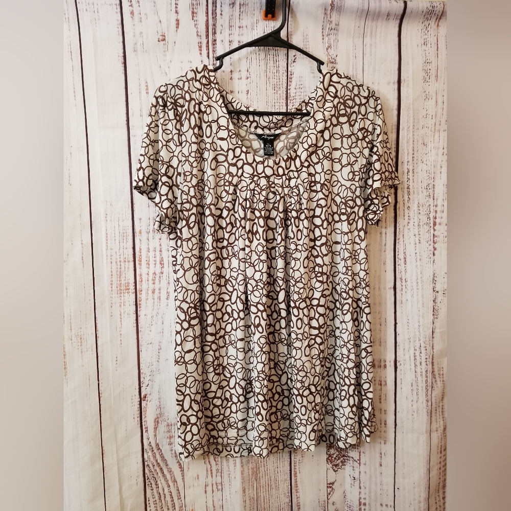 🤍 EUC Argee Brown & White Blouse Size XL